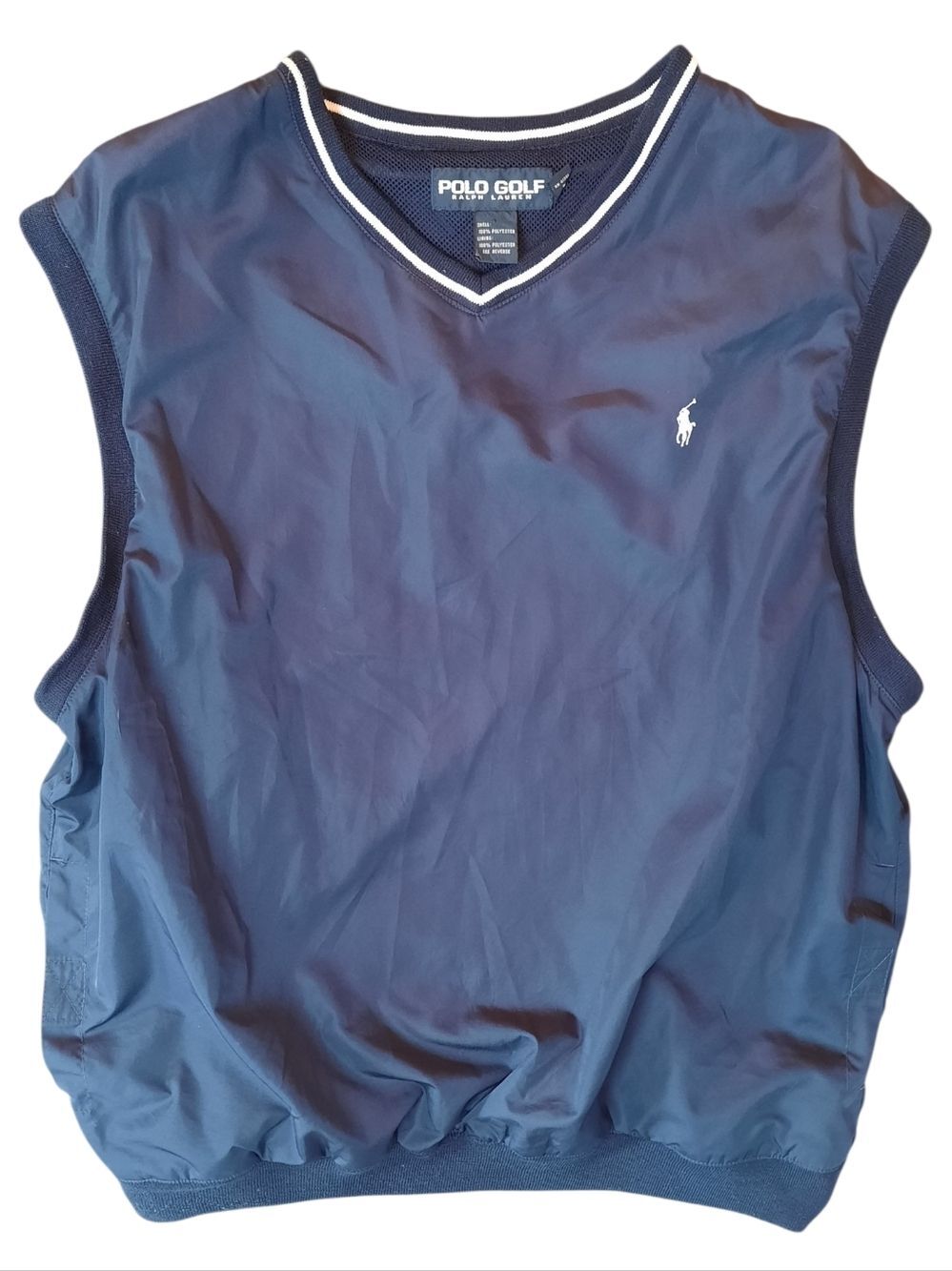 Ralph Lauren Polo Golf Vest Mens Large Navy Blue Sleeveless Pullover Outdoor